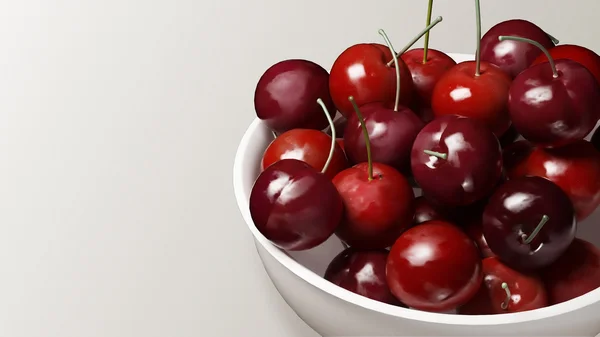 Fresh cherries with white background — Stock Photo, Image