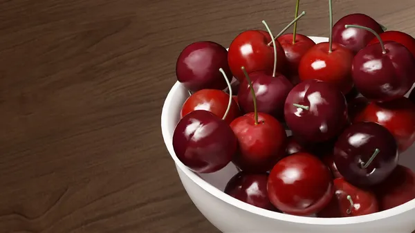 Fresh cherries with wood table 1 — Stock Photo, Image