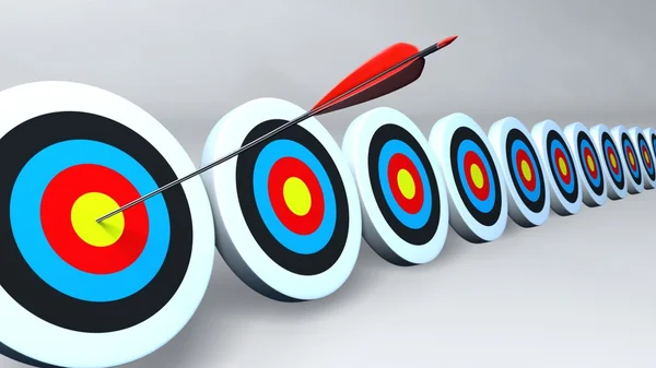 Color targets and arrow white — Stock Photo, Image