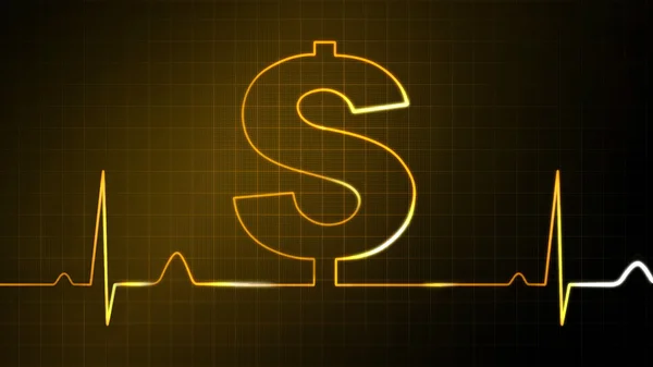 O dólar sinal de ouro do monitor EKG — Fotografia de Stock