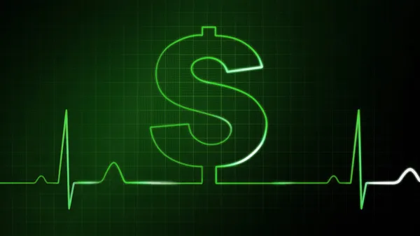 EKG'de İzleyicisi yeşil dolar işareti grafiği