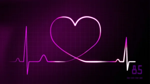 Herzschlag magenta von ekg monitor — Stockfoto