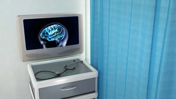 Sala médica azul do raio-x do cérebro — Fotografia de Stock