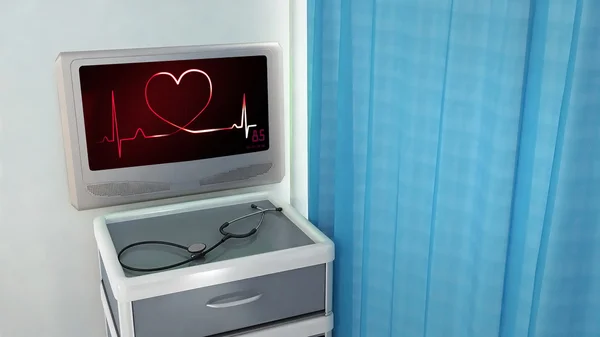 Heart of ekg medical room — Stock Photo, Image