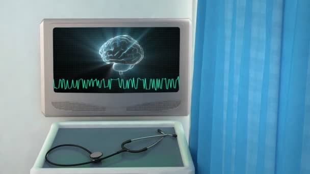 Cervello con schermo medico ondulato — Video Stock