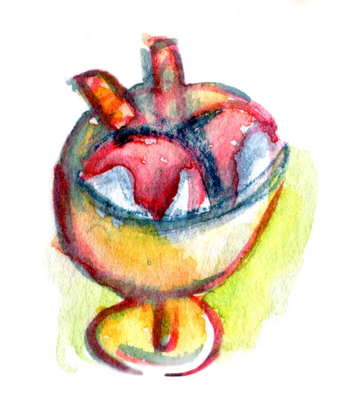 Ice cream watercolor drawing — Stock Photo, Image