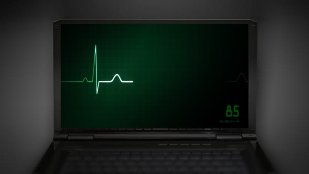 Serce na zielony monitor ekg — Wideo stockowe
