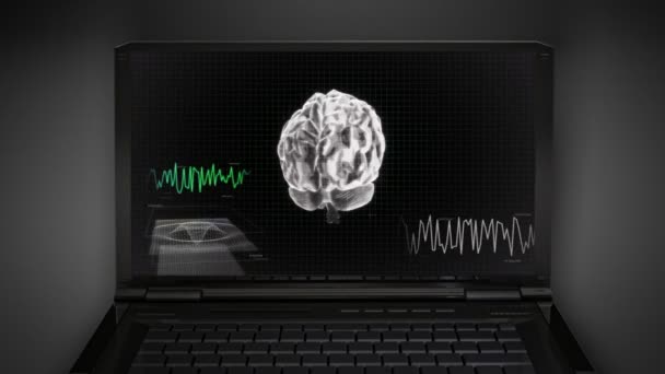 3d brain wave scanning screen — Stock Video