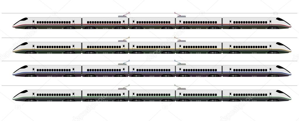 Shinkansen bullet train 4 colors