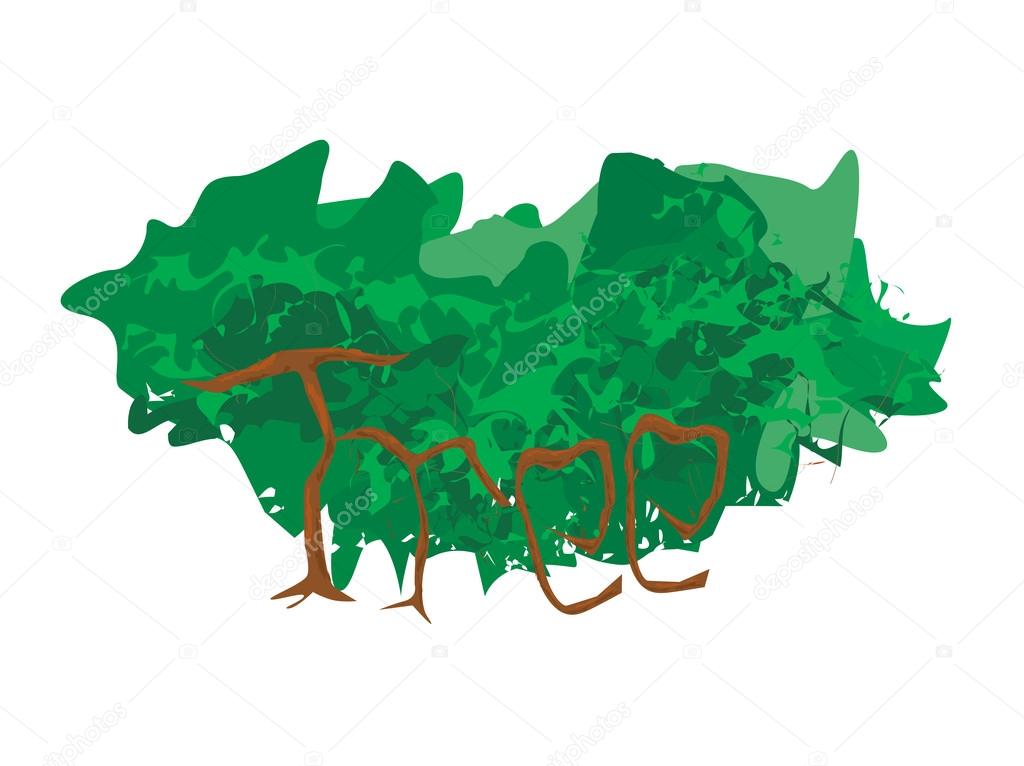 the style of green tree typography