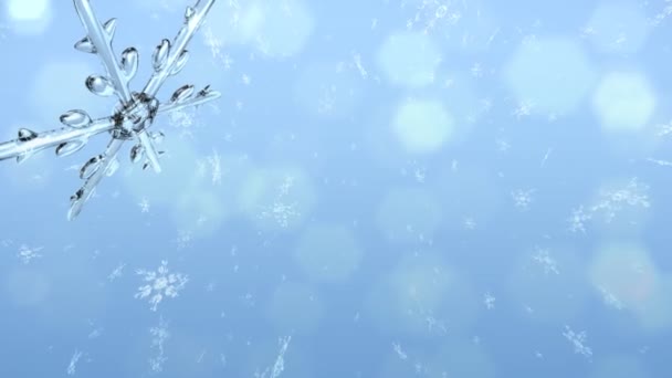 Copo de nieve y fondo de bengala — Vídeos de Stock