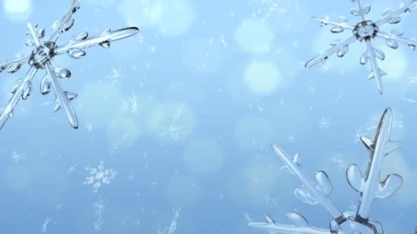 Νιφάδα χιονιού και φωτοβολίδα φόντο — Αρχείο Βίντεο