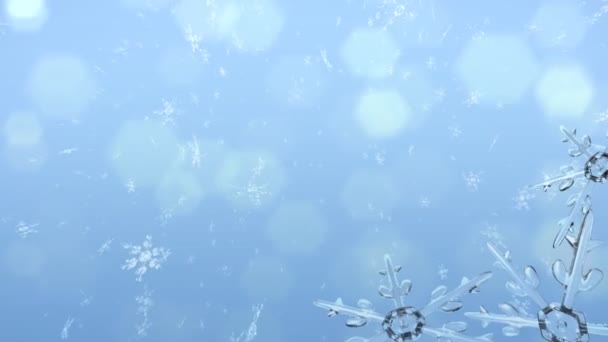Fiocco di neve e sfondo bagliore cadere — Video Stock