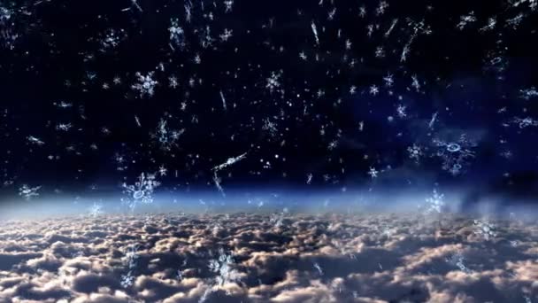 The snow flare falling at the earth — Stock Video