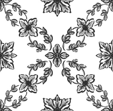 Klasik siyah çiçek grafiğin daha büyük pa için sınırsız tekrarı için