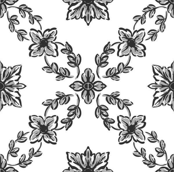 Classical black flower graphic for unlimited repeat to larger pa — Stock Photo, Image