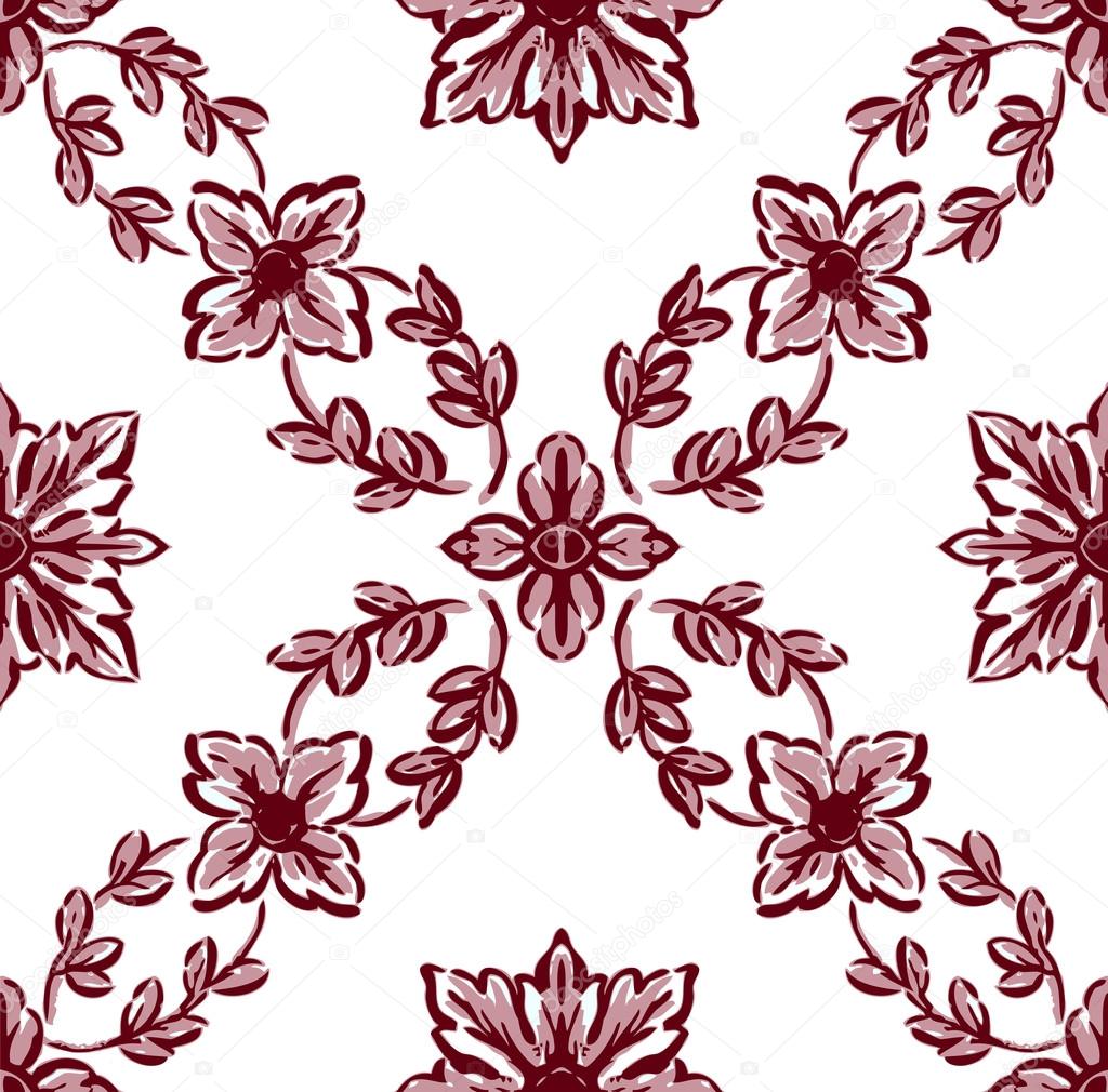 Classical red flower graphic for unlimited repeat to larger patt
