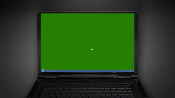 Зеленый экран ноутбука — стоковое фото