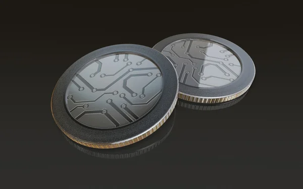 Fekete digitális ezüst érmék — Stock Fotó