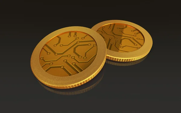 Cyfrowy złote monety czarny — Zdjęcie stockowe