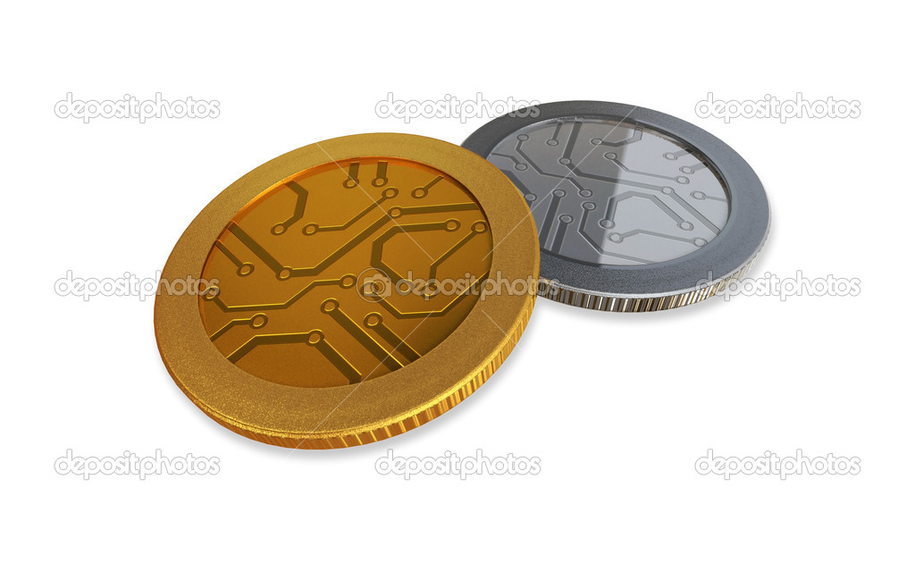 white digital gold and silver coins