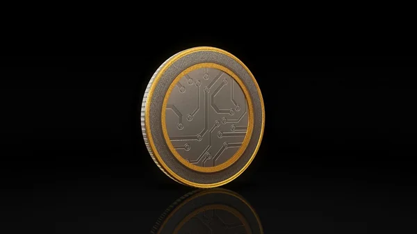 Digital valuta pengar mynt mörk bakgrund 45 graders — Stockfoto