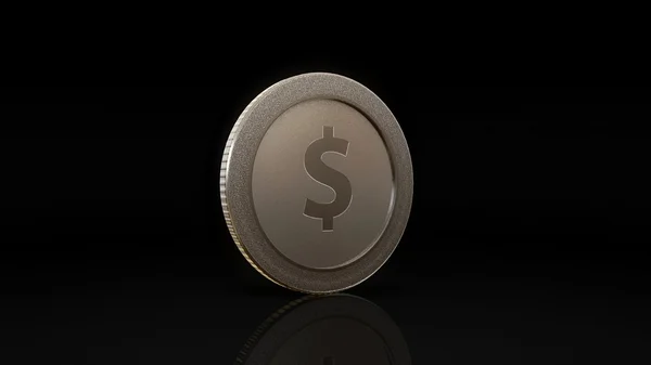Dollar currency silve coin exchange dark 45 degree — Stock Photo, Image