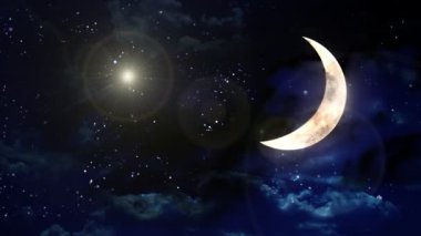 Ay gecesinin arka planında güzel mercek parlaması efekti