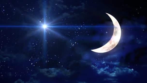 Эффект бликов на фоне лунной ночи — стоковое видео