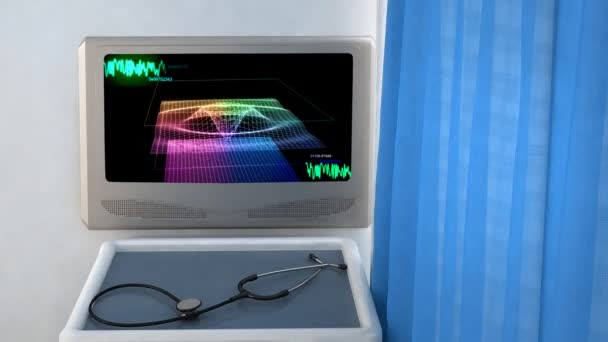 EKG'de İzleyicisi tıbbi bir tema için 3D grafik — Stok video