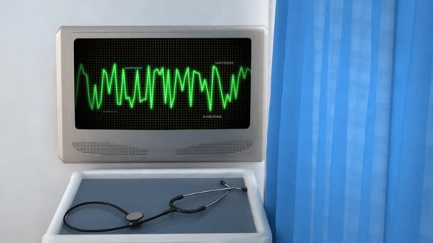 医療テーマの心電図モニターのグラフィック — ストック動画