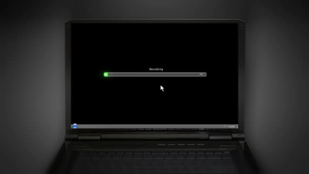 Decoding black laptop screen — Stock Video