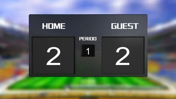 Soccer match scoreboard Draws 2 & 2 — Stock Photo, Image