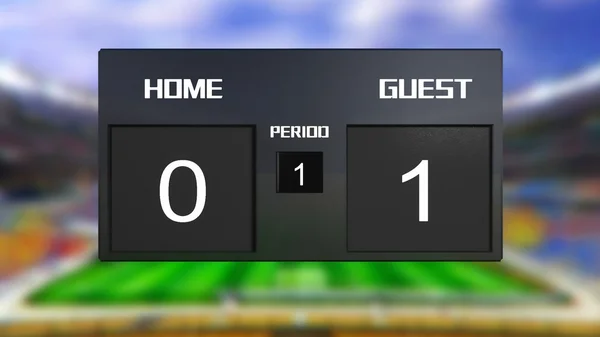 Soccer match scoreboard guest win 0 & 1 — Stock Photo, Image