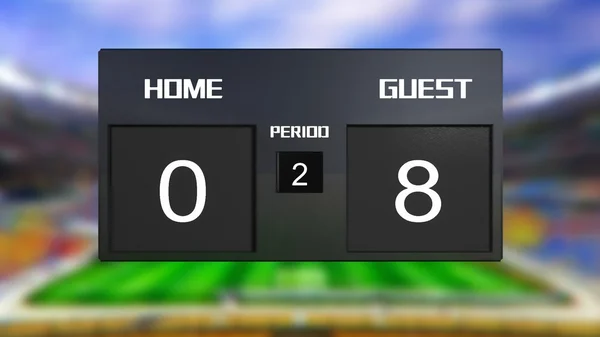 Soccer match scoreboard guest win 0 & 8 — Stock Photo, Image