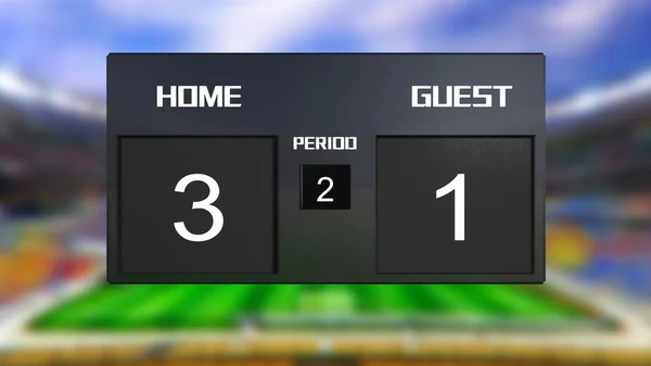 Soccer match scoreboard home win 3 & 1 — Stock Photo, Image