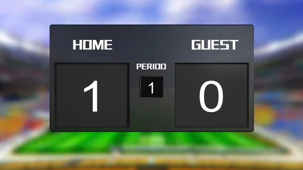 Soccer match scoreboard home Wins 1 & 0 — Stock Photo, Image