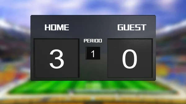 Soccer match scoreboard home Wins 3 & 0 — Stock Photo, Image