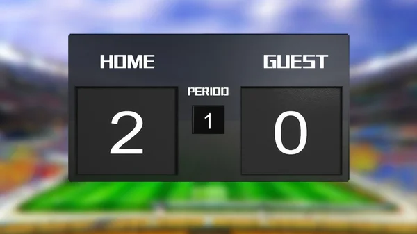 Soccer match scoreboard home Wins 2 & 0 — Stock Photo, Image