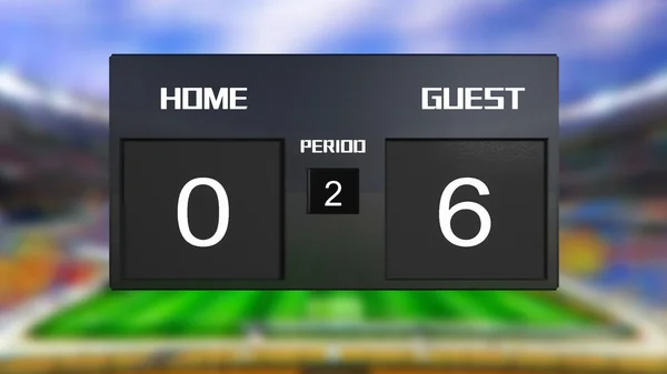 サッカー試合のスコアボード ゲストの勝利 0 & 6 — ストック写真