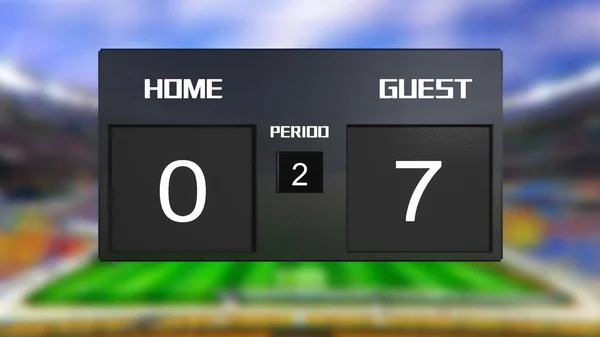 サッカー試合のスコアボード ゲストの勝利 0 & 7 — ストック写真