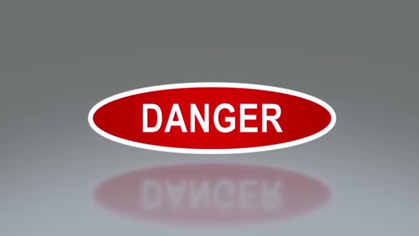 Oval signage of danger — Stock Video