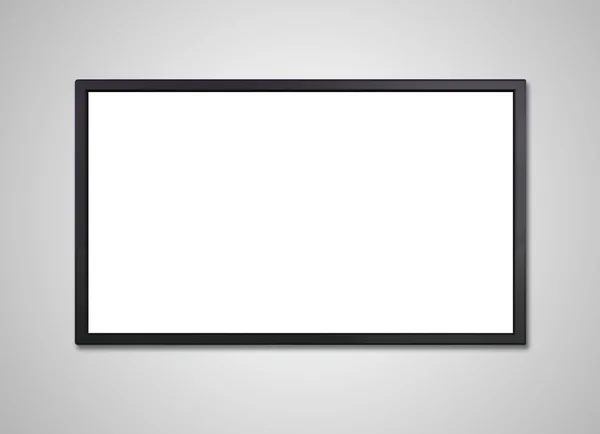 TV display white screen on wall — Stock Photo, Image