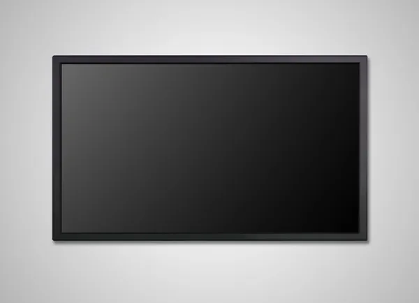 Pantalla de TV en pantalla negra de pared —  Fotos de Stock