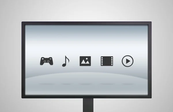 Desktop Monitor display with entertainment icon — Stock Photo, Image