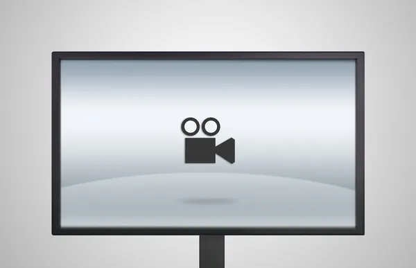 Monitor de escritorio pantalla con icono de película — Foto de Stock