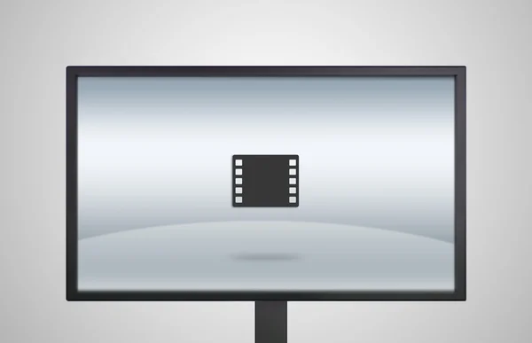 Pantalla de monitor de escritorio con icono de película —  Fotos de Stock
