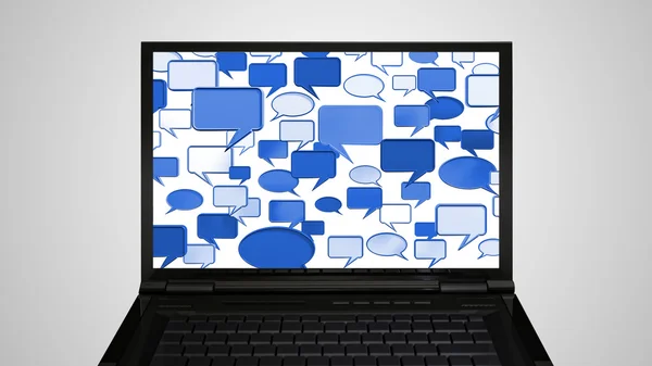 Portátil monitor pantalla conversación azul — Foto de Stock