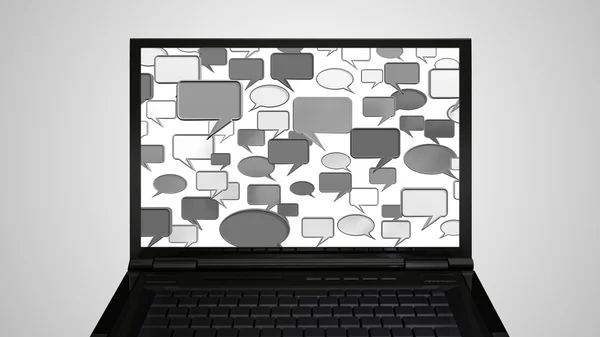 Laptop monitor gesprek grijs weergeven — Stockfoto
