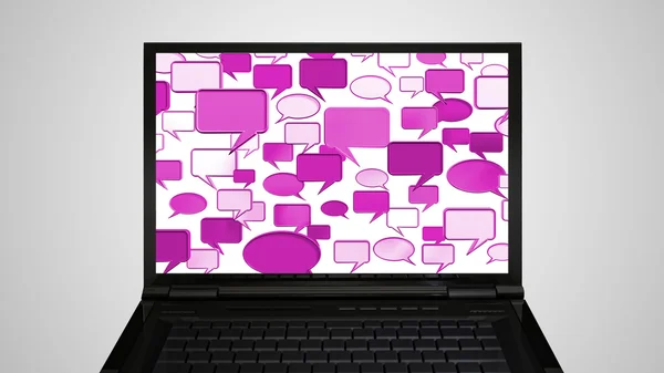 Laptop monitor display gesprek roze — Stockfoto